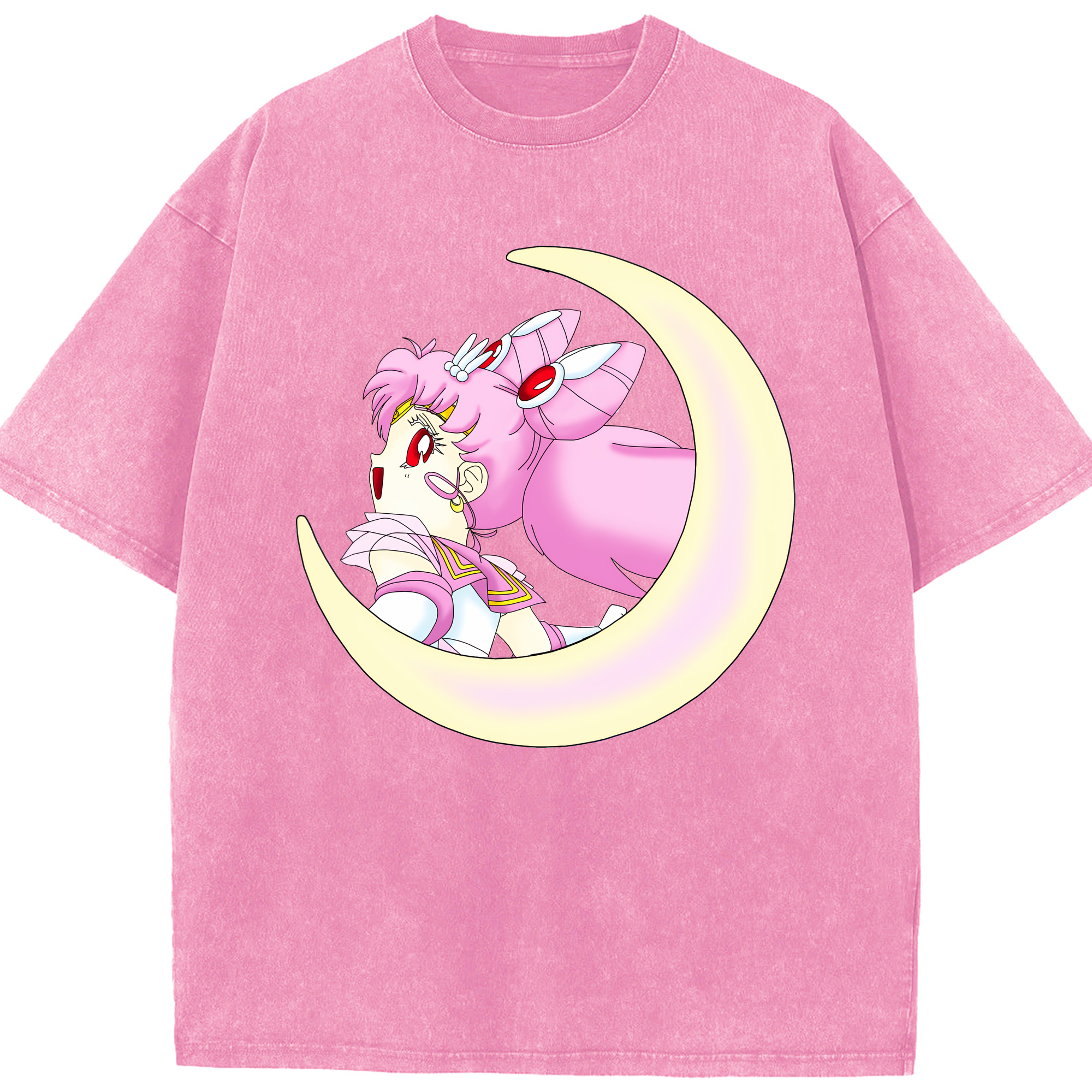 （画像用） 美少女戦士セーラームーン ちびうさ Sailor Moon Chibiusa Tsukino Usagi Small Lady Serenity 綿100% ヴィンテージ風 半袖Tシャツ（フロントプリント）